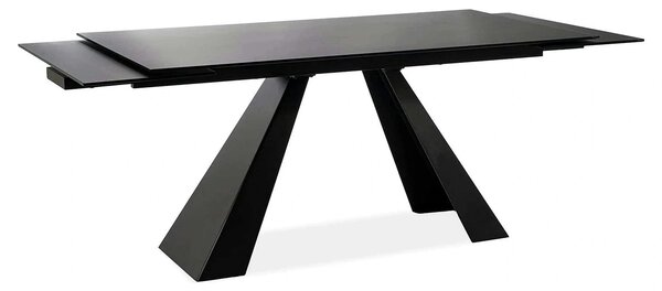 Masa moderna dining SALVADORE, negru mat, metal/sticla securizata, 160
