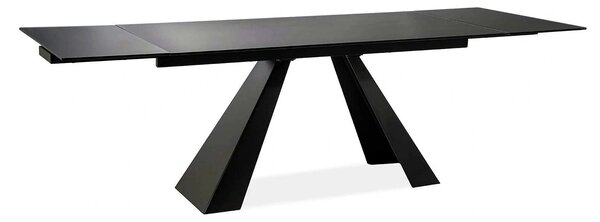 Masa moderna dining SALVADORE, negru mat, metal/sticla securizata, 160
