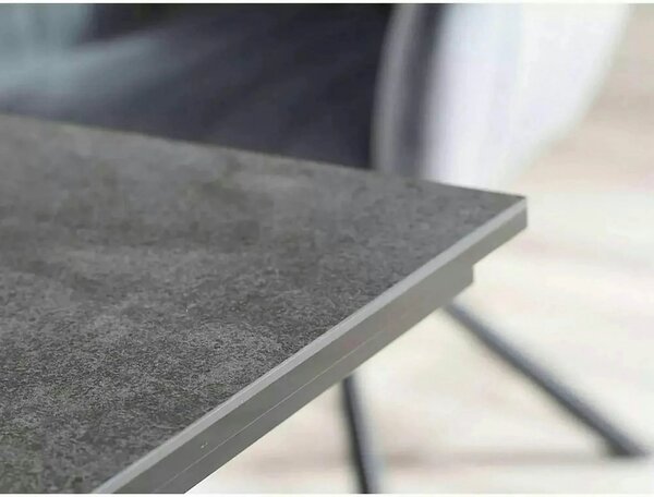 Masa moderna dining SALVADORE, negru mat, metal/sticla securizata, 160
