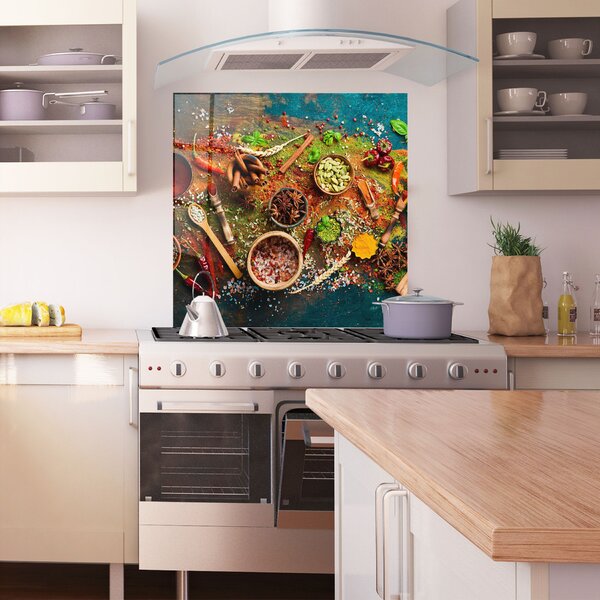 Panou Sticla Bucatarie, 60x60cm, Protectie aragaz, Antistropi, Termorezistent, Alimente, Condimente, Seasonings Mix