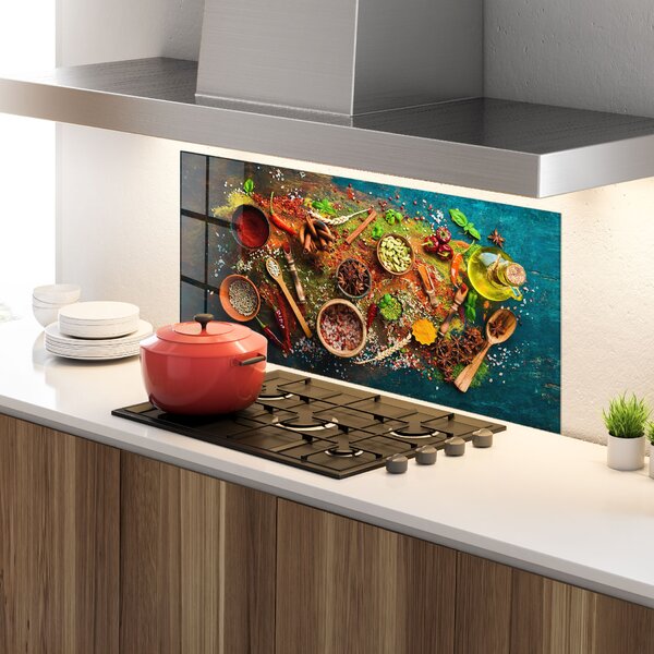 Panou Sticla Bucatarie, 60x120cm, Protectie aragaz, Antistropi, Termorezistent, Alimente, Condimente, Seasonings Mix
