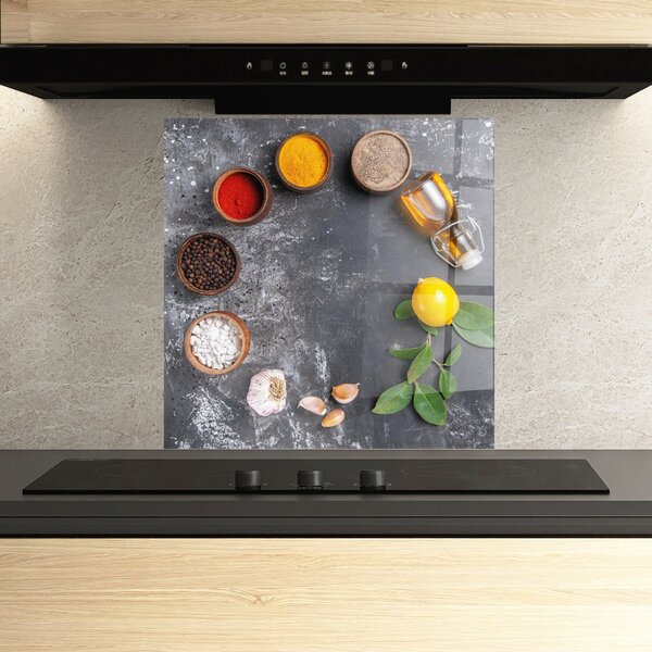 Panou Sticla Bucatarie, 60x60cm, Protectie aragaz, Antistropi, Termorezistent, Alimente, Condimente, Seasonings With Oil