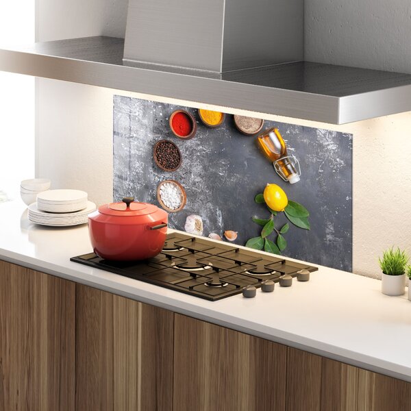 Panou Sticla Bucatarie, 60x120cm, Protectie aragaz, Antistropi, Termorezistent, Alimente, Condimente, Seasonings With Oil