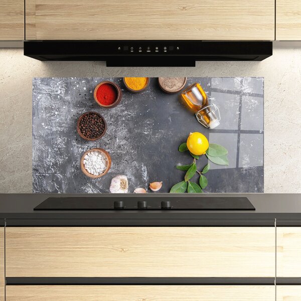 Panou Sticla Bucatarie, 60x120cm, Protectie aragaz, Antistropi, Termorezistent, Alimente, Condimente, Seasonings With Oil