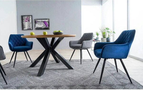 Masa rotunda sufragerie RITMO, stejar/negru, 120x120x78 cm