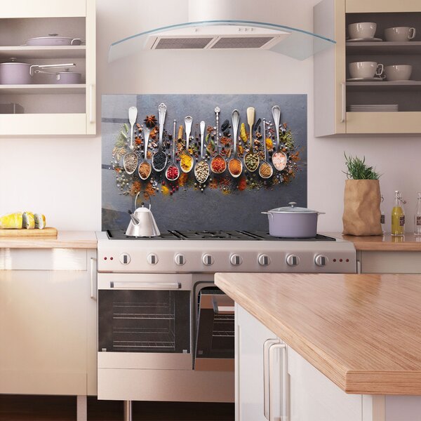 Panou Sticla Bucatarie, 30x40cm, Protectie aragaz, Antistropi, Termorezistent, Alimente, Condimente, Spices Black Board