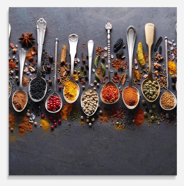 Panou Sticla Bucatarie, 60x60cm, Protectie aragaz, Antistropi, Termorezistent, Alimente, Condimente, Spices Black Board