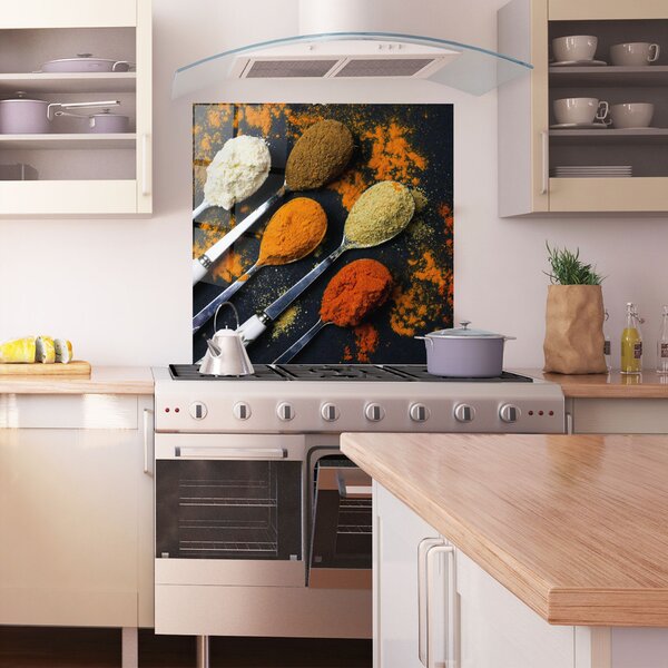 Panou Sticla Bucatarie, 60x60cm, Protectie aragaz, Antistropi, Termorezistent, Alimente, Condimente, Spoons With Spices
