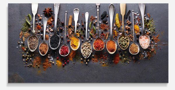 Panou Sticla Bucatarie, 60x120cm, Protectie aragaz, Antistropi, Termorezistent, Alimente, Condimente, Spices Black Board