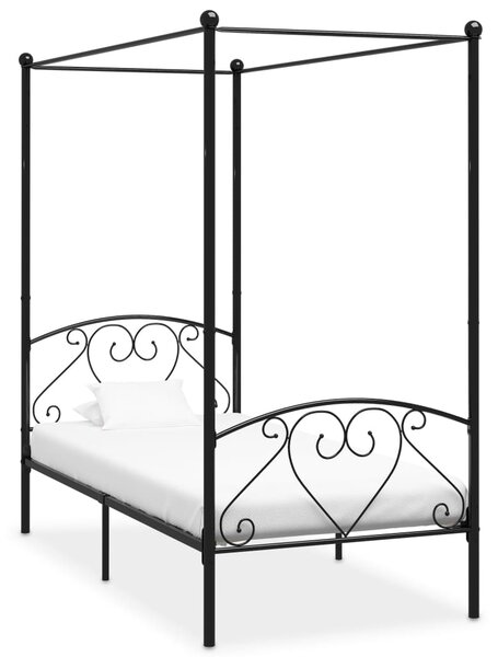 Cadru de pat cu baldachin, negru, 120 x 200 cm, metal