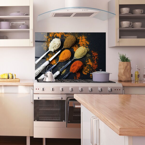 Panou Sticla Bucatarie, 30x40cm, Protectie aragaz, Antistropi, Termorezistent, Alimente, Condimente, Spoons With Spices