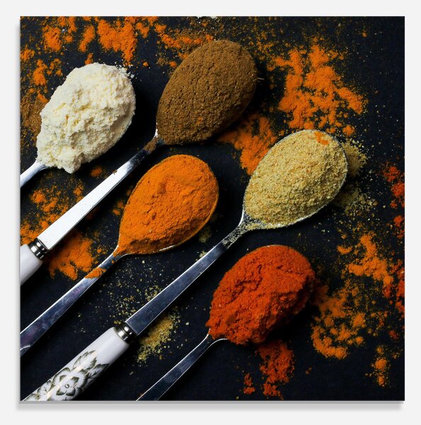 Panou Sticla Bucatarie, 60x60cm, Protectie aragaz, Antistropi, Termorezistent, Alimente, Condimente, Spoons With Spices