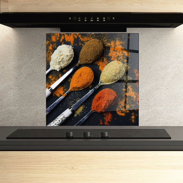 Panou Sticla Bucatarie, 60x60cm, Protectie aragaz, Antistropi, Termorezistent, Alimente, Condimente, Spoons With Spices