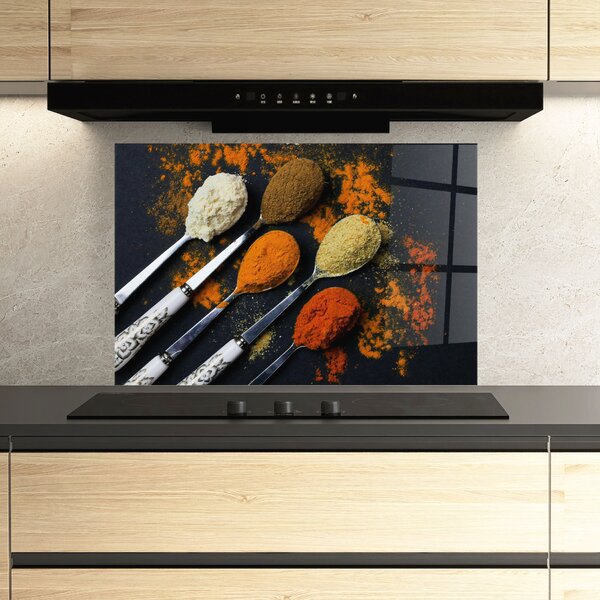 Panou Sticla Bucatarie, 30x40cm, Protectie aragaz, Antistropi, Termorezistent, Alimente, Condimente, Spoons With Spices