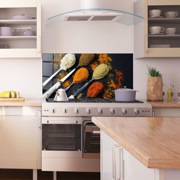 Panou Sticla Bucatarie, 60x120cm, Protectie aragaz, Antistropi, Termorezistent, Alimente, Condimente, Spoons With Spices