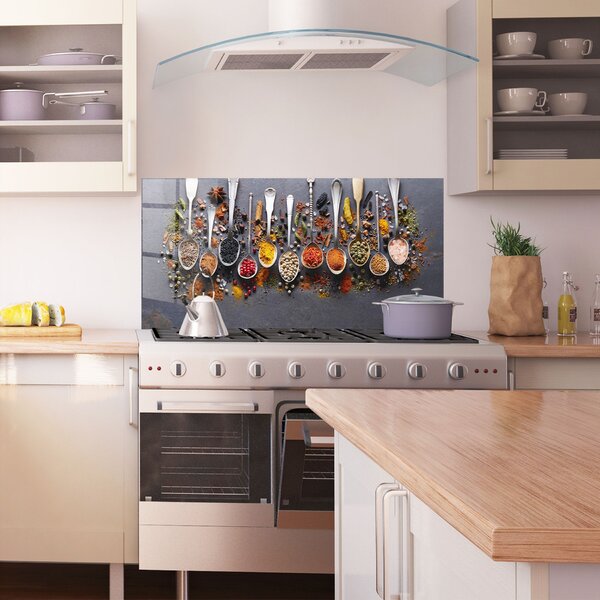 Panou Sticla Bucatarie, 60x120cm, Protectie aragaz, Antistropi, Termorezistent, Alimente, Condimente, Spices Black Board