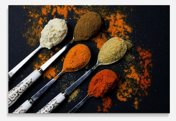 Panou Sticla Bucatarie, 30x40cm, Protectie aragaz, Antistropi, Termorezistent, Alimente, Condimente, Spoons With Spices