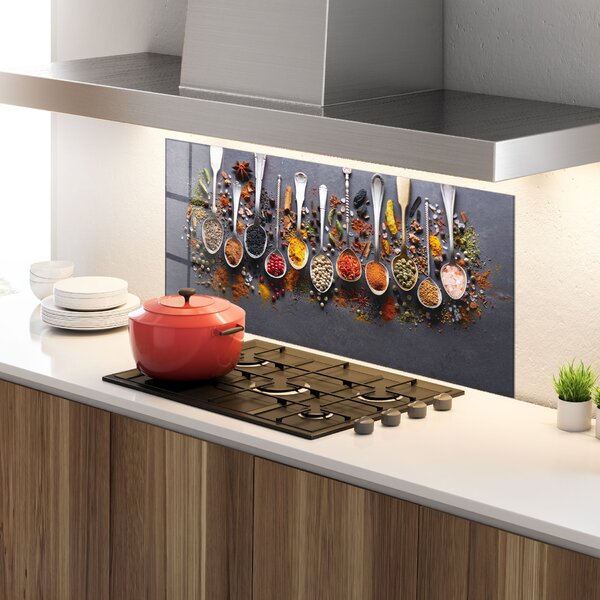 Panou Sticla Bucatarie, 60x120cm, Protectie aragaz, Antistropi, Termorezistent, Alimente, Condimente, Spices Black Board