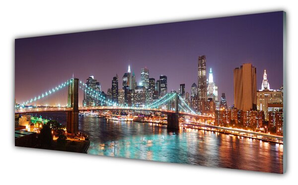 Panou sticla bucatarie Bridge City Arhitectura Violet Maro Albastru