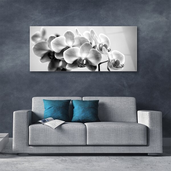 Tablou pe sticla Flori Floral Gray