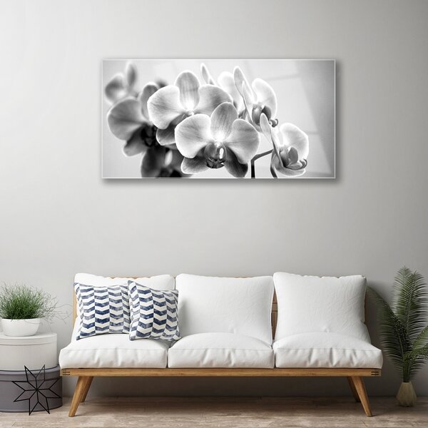 Tablou pe sticla Flori Floral Gray