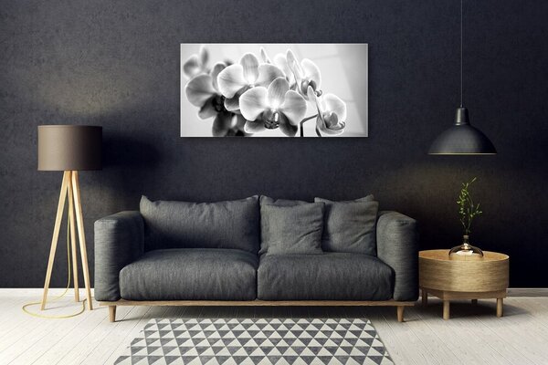 Tablou pe sticla Flori Floral Gray