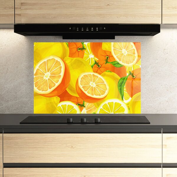 Panou Sticla Bucatarie, 30x40cm, Protectie aragaz, Antistropi, Termorezistent, Alimente, Fructe, Juicy Orange