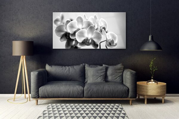 Tablou pe sticla Flori Floral Gray