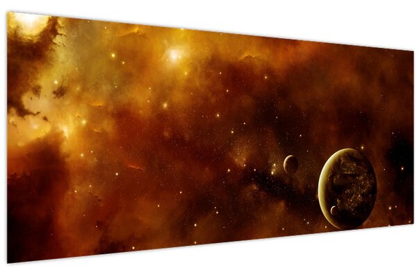 Tablou - Planete cu nebuloasă (120x50 cm)