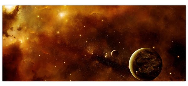 Tablou - Planete cu nebuloasă (120x50 cm)