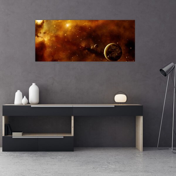 Tablou - Planete cu nebuloasă (120x50 cm)