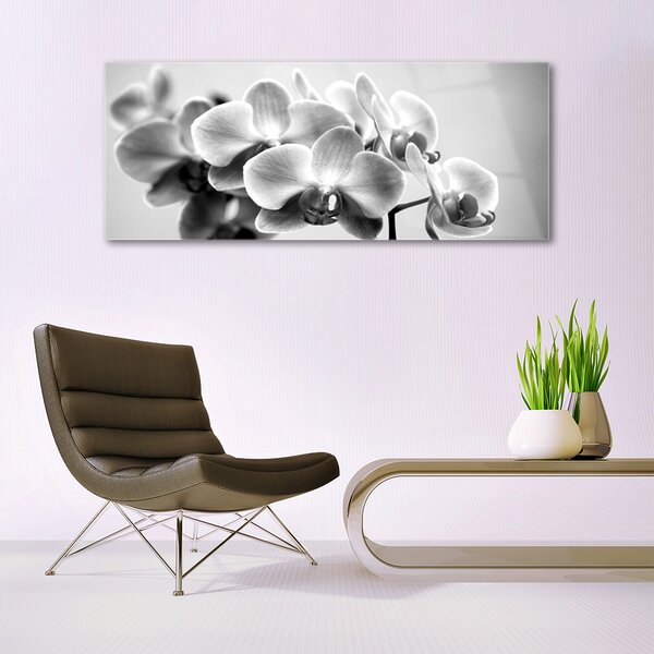 Tablou pe sticla Flori Floral Gray