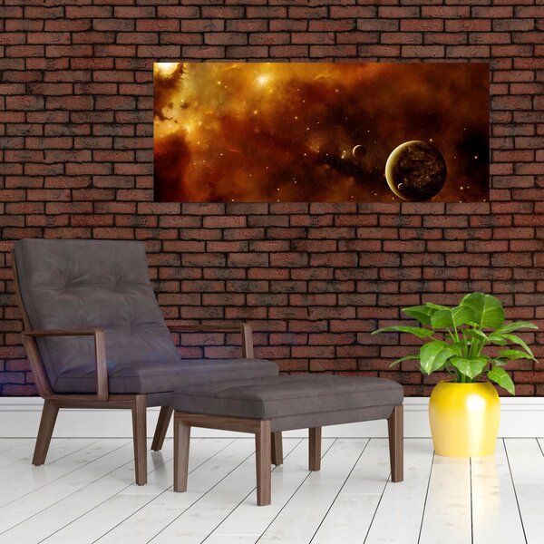 Tablou - Planete cu nebuloasă (120x50 cm)
