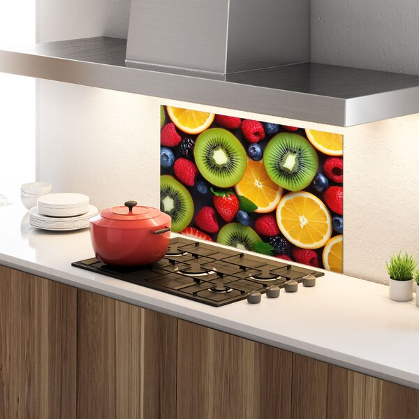 Panou Sticla Bucatarie, 30x40cm, Protectie aragaz, Antistropi, Termorezistent, Alimente, Fructe, Kiwi Fruit Mix