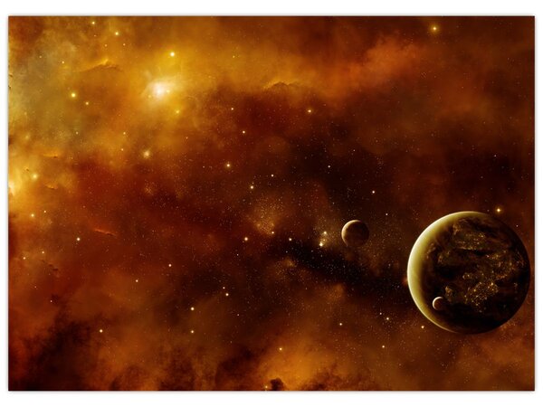 Tablou - Planete cu nebuloasă (70x50 cm)