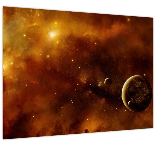 Tablou - Planete cu nebuloasă (70x50 cm)