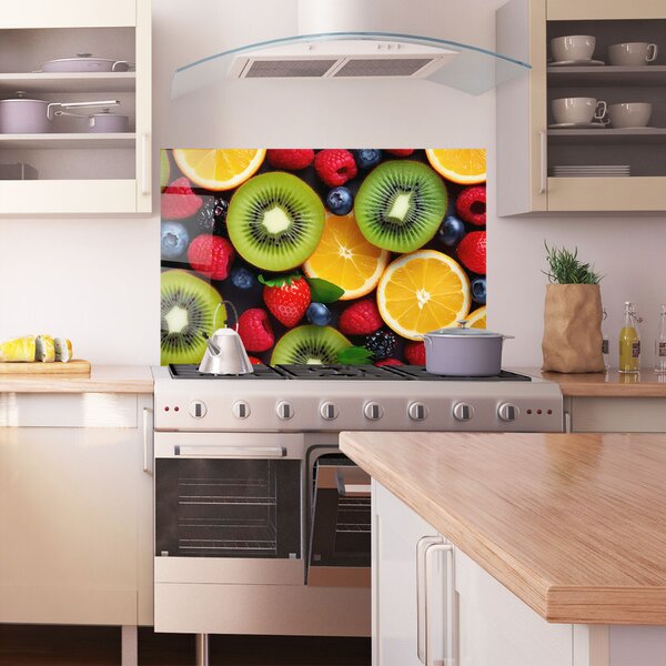 Panou Sticla Bucatarie, 30x40cm, Protectie aragaz, Antistropi, Termorezistent, Alimente, Fructe, Kiwi Fruit Mix