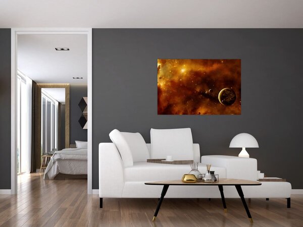 Tablou - Planete cu nebuloasă (90x60 cm)