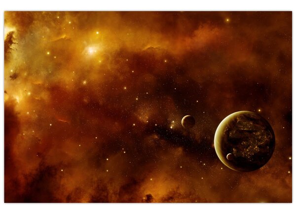 Tablou - Planete cu nebuloasă (90x60 cm)