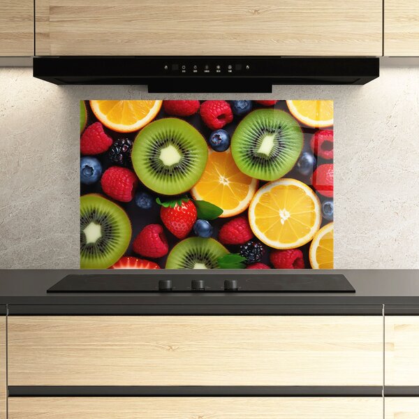 Panou Sticla Bucatarie, 30x40cm, Protectie aragaz, Antistropi, Termorezistent, Alimente, Fructe, Kiwi Fruit Mix