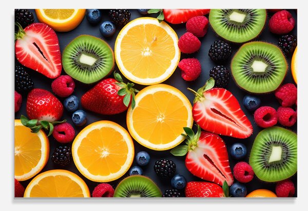Panou Sticla Bucatarie, 30x40cm, Protectie aragaz, Antistropi, Termorezistent, Alimente, Fructe, Orange Fruit Mix