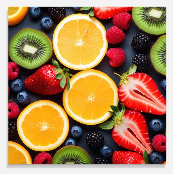 Panou Sticla Bucatarie, 60x60cm, Protectie aragaz, Antistropi, Termorezistent, Alimente, Fructe, Orange Fruit Mix