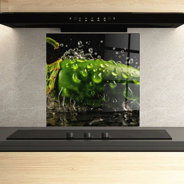 Panou Sticla Bucatarie, 60x60cm, Protectie aragaz, Antistropi, Termorezistent, Alimente, Legume, Chili Splash