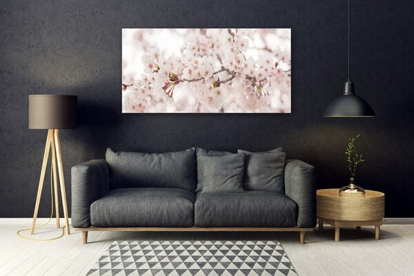 Tablou pe sticla Flori Floral alb
