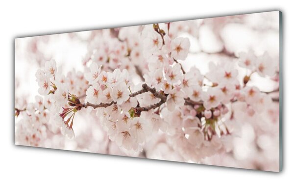 Tablou pe sticla Flori Floral alb