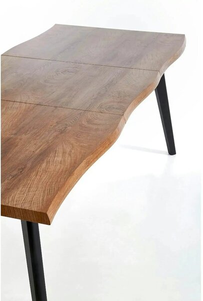 Masa extensibila bucatarie DICKSON, stejar natural/negru, 150/210x90x7