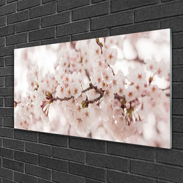 Tablou pe sticla Flori Floral alb
