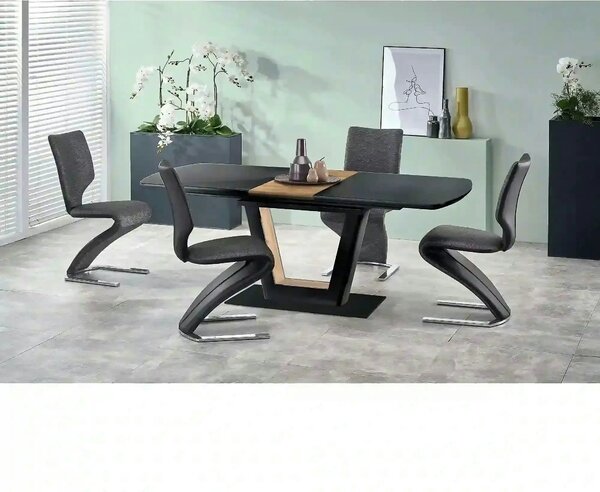Masa extensibila FARREL, nuc/negru, 160/200x90x77 cm