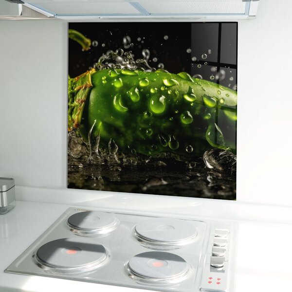 Panou Sticla Bucatarie, 60x60cm, Protectie aragaz, Antistropi, Termorezistent, Alimente, Legume, Chili Splash