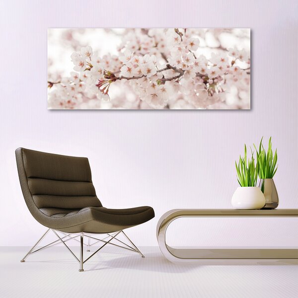 Tablou pe sticla Flori Floral alb